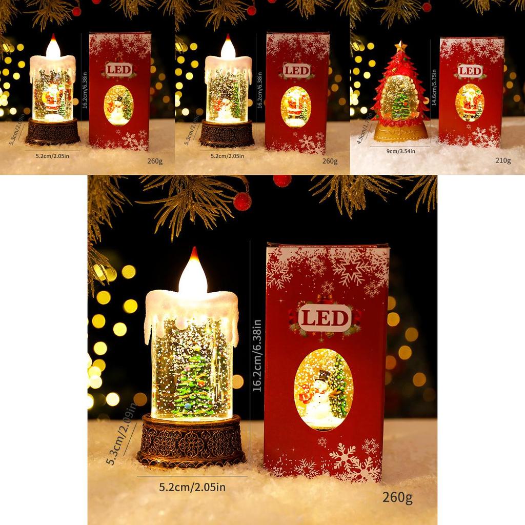 Christmas Waterilluminated Candle Night Light With Creative Mini Wind Lamp For Holiday Decor