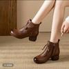 All-purpose Soft Leather Boots for Women, New Style Shoes, Chunky Heel, Fleece-lined Boots, Short Boots