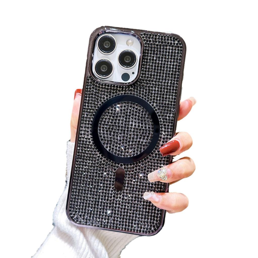 Magnetic Attraction Is Suitable for IPhone15promax Phone Case 13 Luxurious Diamond Apple 14 High-end Feel Protective Case
