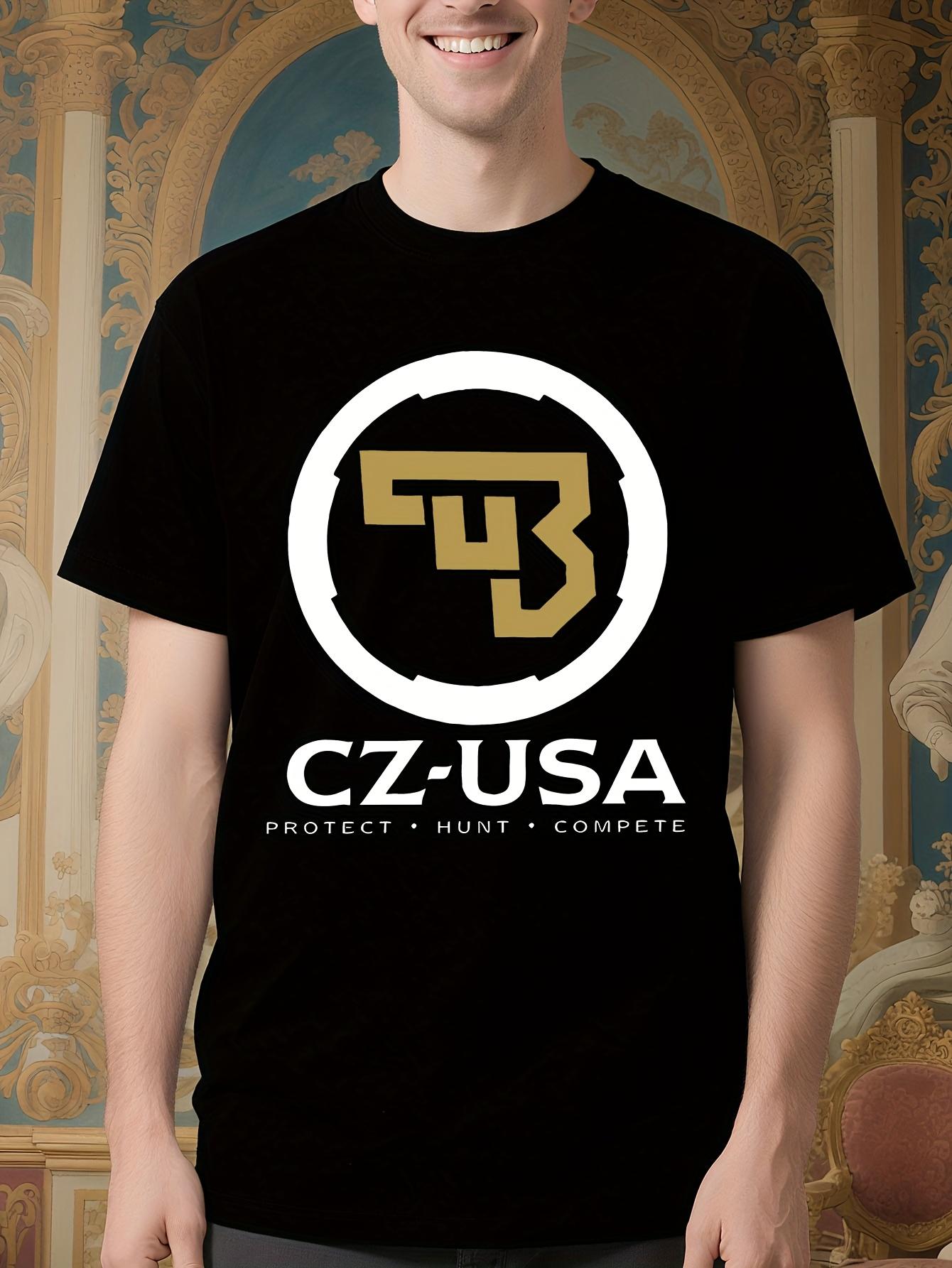 CZ-USA Graphic Tshirt - Black Tee with Bold Golden and wh... S