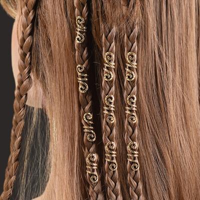 24 Stuks Viking Spiraal Holle Uit Haarring Haarvlechten Dreadlocks Dreadlocks Kralen Goud en Zilver Hoofddeksel Haarvlechtbuizen