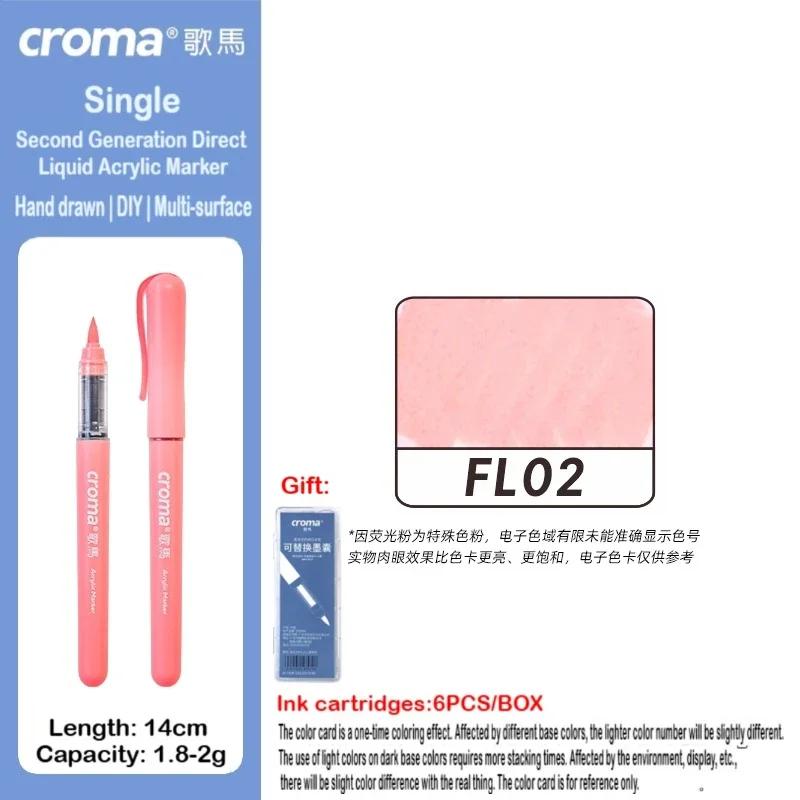 Croma 160/1 Farben Nachfüllbares Direktflüssig-Acrylmarker-Set mit Weicher Spitze, Waschbarer Aquarellpinsel Schulausstattung