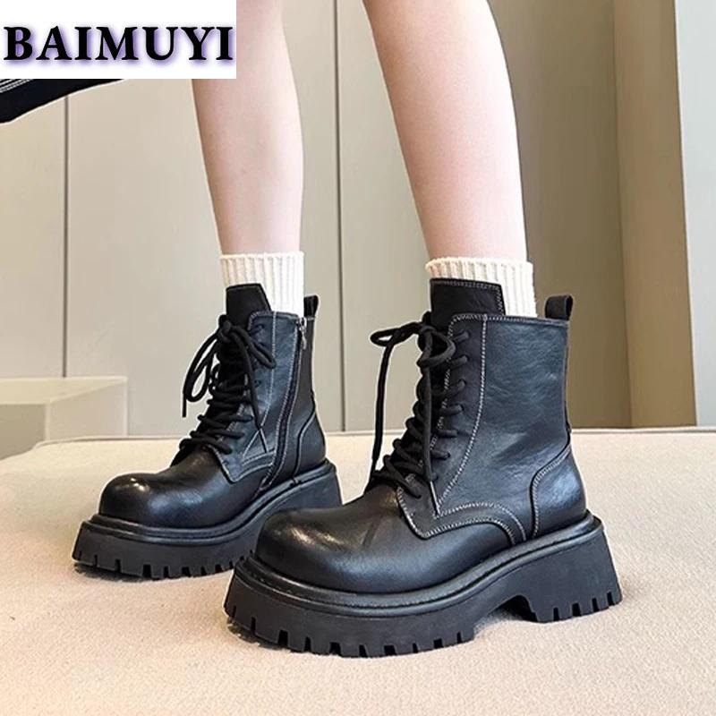 Platform Women Ankle Boots Mid Heels Shoes 2025 Trend Casual Brand Fashion Chelsea Boots Winter New Walking Pumps Mujer Botas