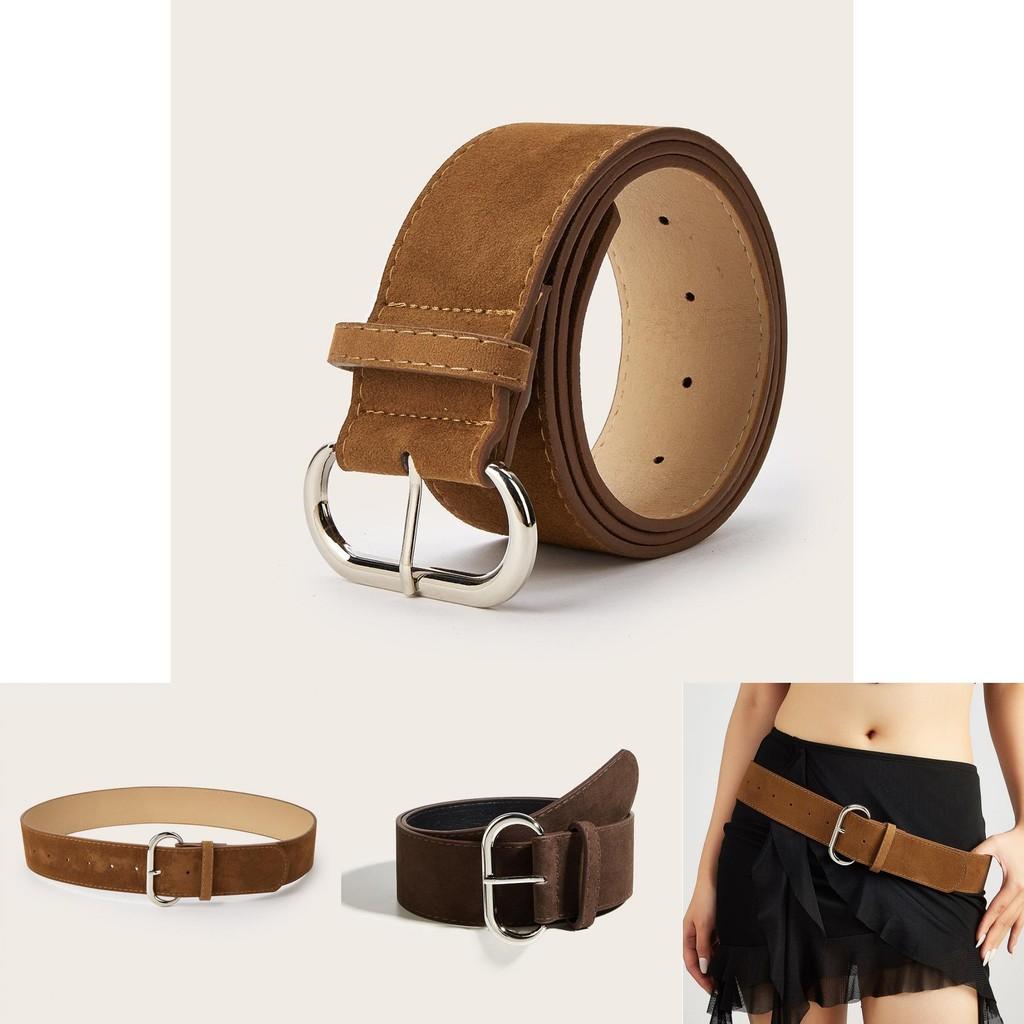 Street Style Solid Color Suede Women Casual Wide Belt For Trendy Womens Accessories