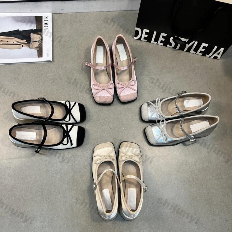 Fashion Women Shoes 2025 Spring Fashion Bow-knot Buckle Strap Mary Jane High Heel Shoes Non Slip Height Increase Women's Ballet Shoes
