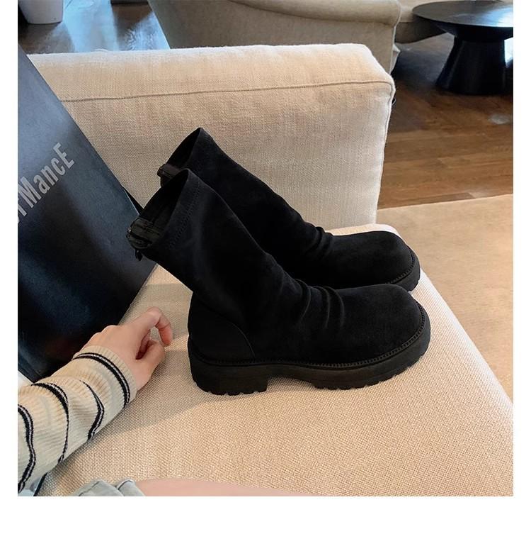 

Виноградная мать того же стиля, модные ботильоны на толстом каблуке и толстой подошве, с круглым носком, плиссированной задней молнией, женские кожаные ботильоны 40