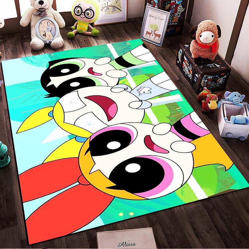 Powerpuff Girls Cartoon Pattern Rug Non-slip rug suitable for living room and bedroom sofas