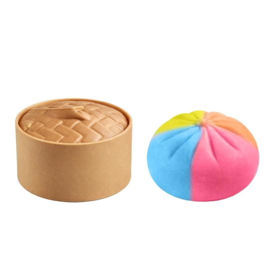 

Colorful Steamed Bun Toy with Steamer Stress Relief Multicolor Dumpling Squeeze Sensory Toy Stress Ball Simulated Dough Ball Fidget Toy D
