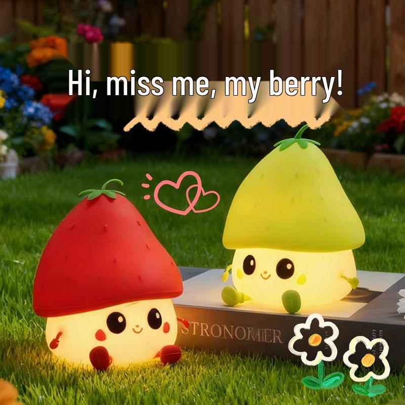 Strawberry Silicone Lamp: Three-Level Brightness Tap Night Light