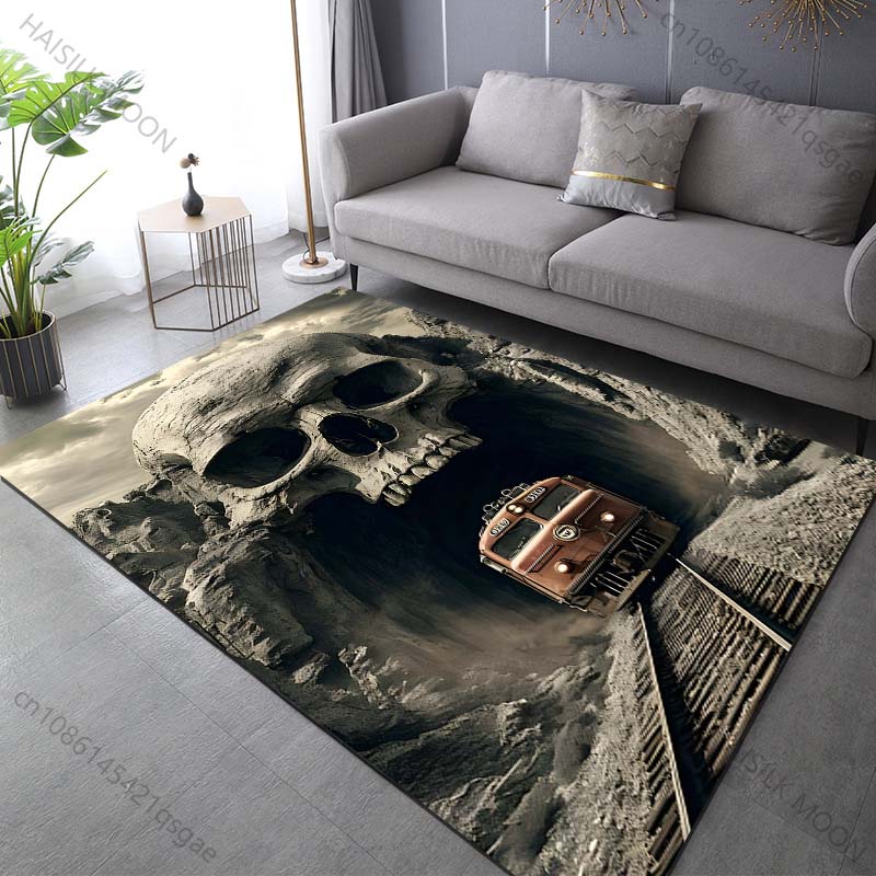 Skull Tunnel Train Creative Pattern Carpet for Living Room Bedroom Bathroom Mat Creative Doormat Sofa Table Home Decor Area Rug