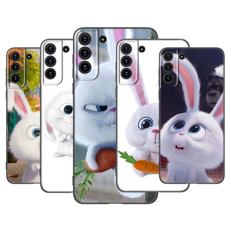 

Чехол для телефона с милым мультяшным кроликом для Samsung Galaxy S22 S21 S20 Ultra FE S10 Lite 5G S10E S9 S8 Plus, мягкий черный чехол из ТПУ