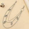 European & American Hip Hop Metal Skull Multi-layer Waist Chain with Round Beads for Women
