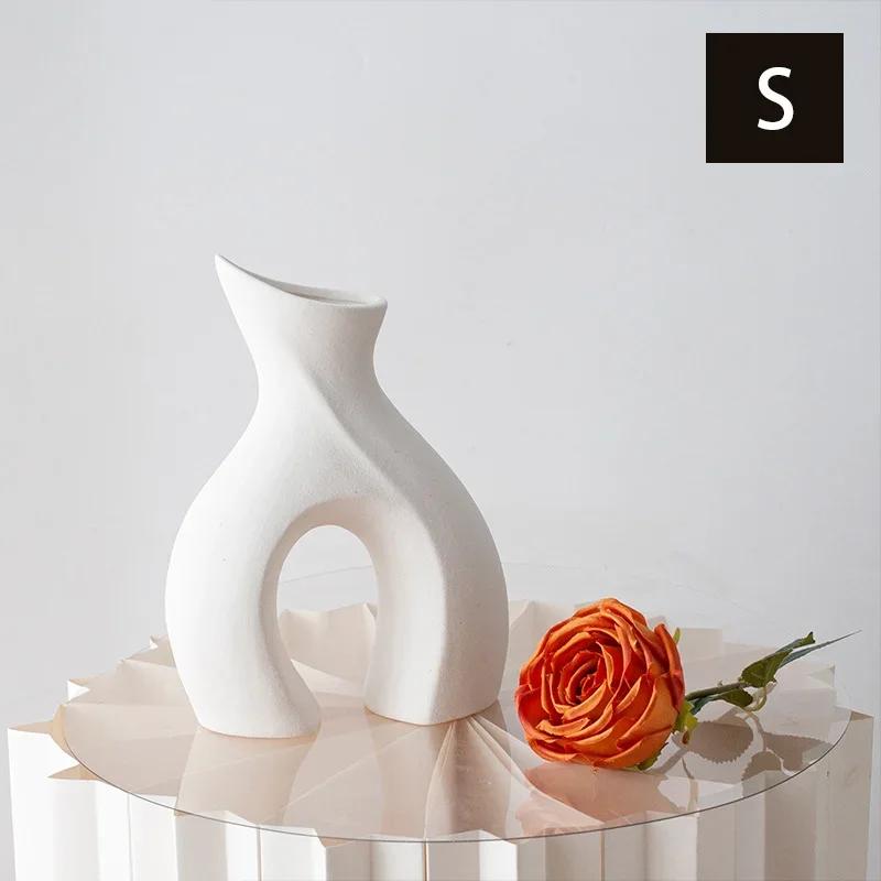 

Северная черно-белая керамическая ваза для гостиной, ваза для сухих цветов, геометрический абстрактный орнамент, вазы для украшения дома