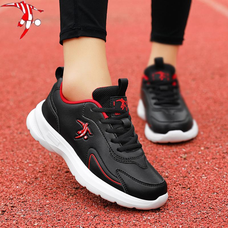 Joni Danlai Sports Women's Shoes Student Feet Soft Leather Surface Waterproof Non-slip Lightweight Women's Running Shoes Spring and Autumn