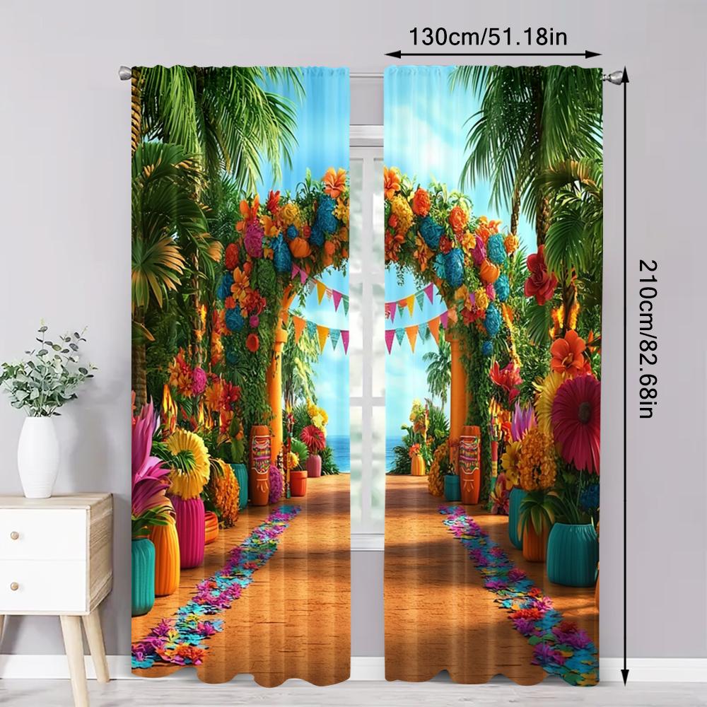 2pc,  Party Curtain Mexican Carnival Machine Washable Fabric,Without Electricity Birthday Party Suitable for Parties and