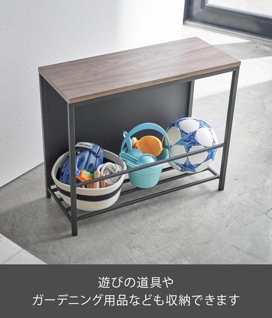 Yamazaki 5671 Entrance Bench with Storage Black Approx. W60XD25XH45cm Tower Tower Entrance Rack Storage