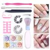 11 buc Kit Nail Art Manichiura Cuticule Cutter Pusher Furculita Praf Perie Curățare Strasuri pentru Lac de unghii Decorare DIY