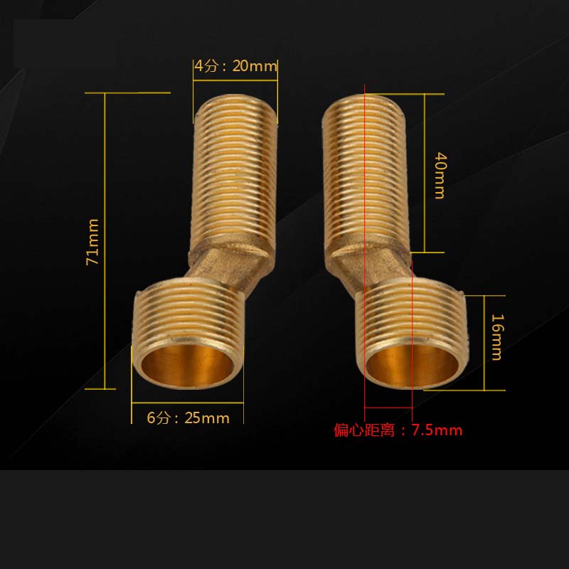 Torneira de chuveiro de cobre com pé curvo angulado, canto estendido com parafuso excêntrico, acessórios para torneira de banheira