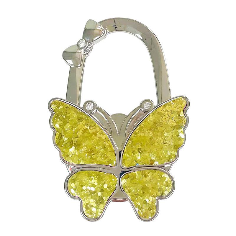 Large Matte Butterfly Hanging Bag Hook - Foldable Women's Bag Buckle & Portable Table Edge Hook for Luggage Accessories.