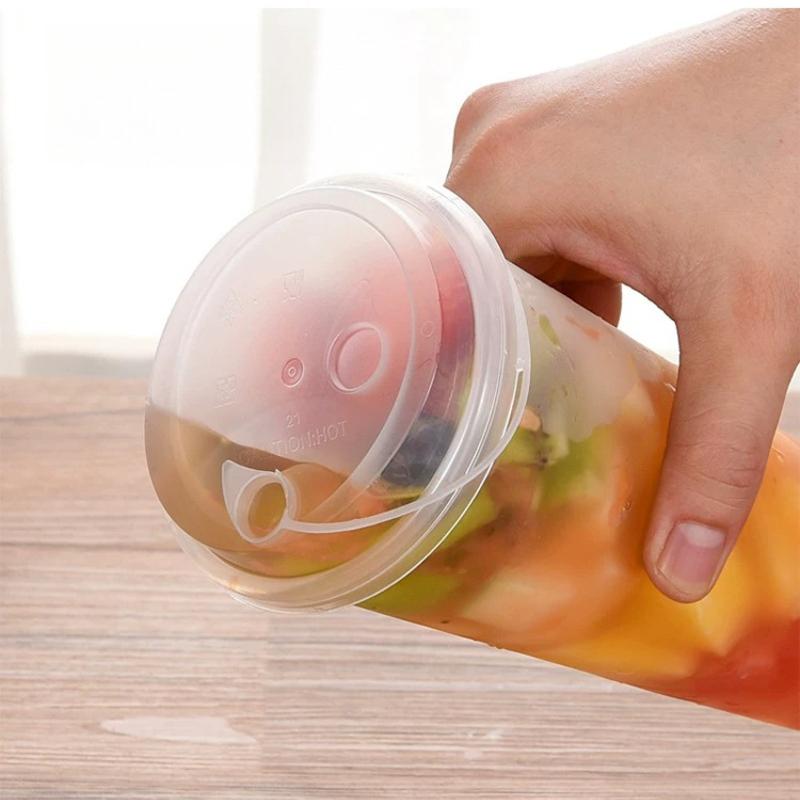 Large Capacity Milk Tea Cup Disposable Transparent Cups High Temperature Resistant Plastic Cup with Lid 500ml 600ml 700ml Frosted Coffee Cups
