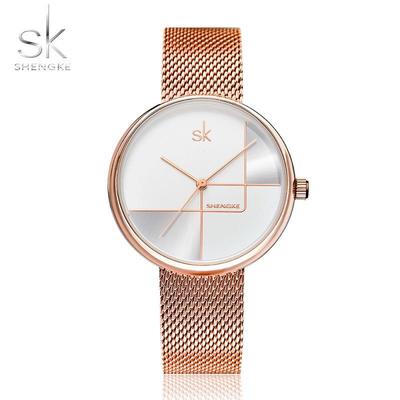 Edelstahl-Mesh-Armband, japanisches Quarzwerk, wasserdichte Damen-Luxusuhr in Roségold