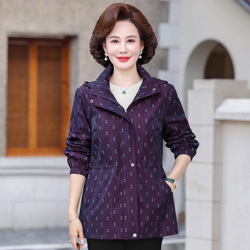 

100Kg mother spring coat large size in the elderly grandma spring and autumn trench coat jacket 7xl фіолетовий