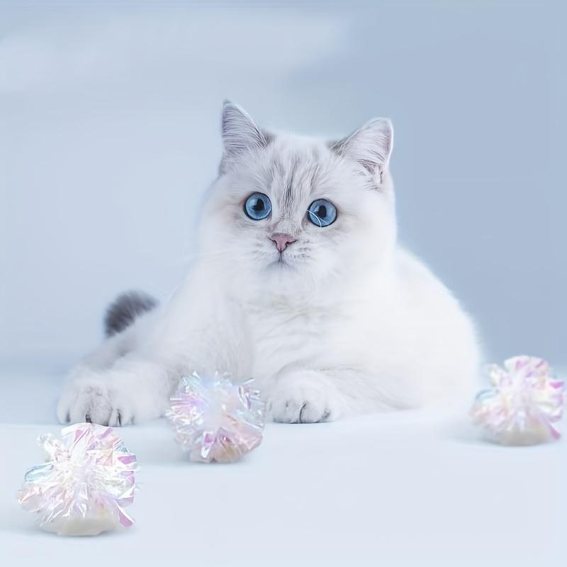 6pcs Crinkle Paper Ball Squeaky Toys Indoor Cat Crinkle Paper Balls Kitten Interactive Play Toys Chasing Training Kitten Toys
