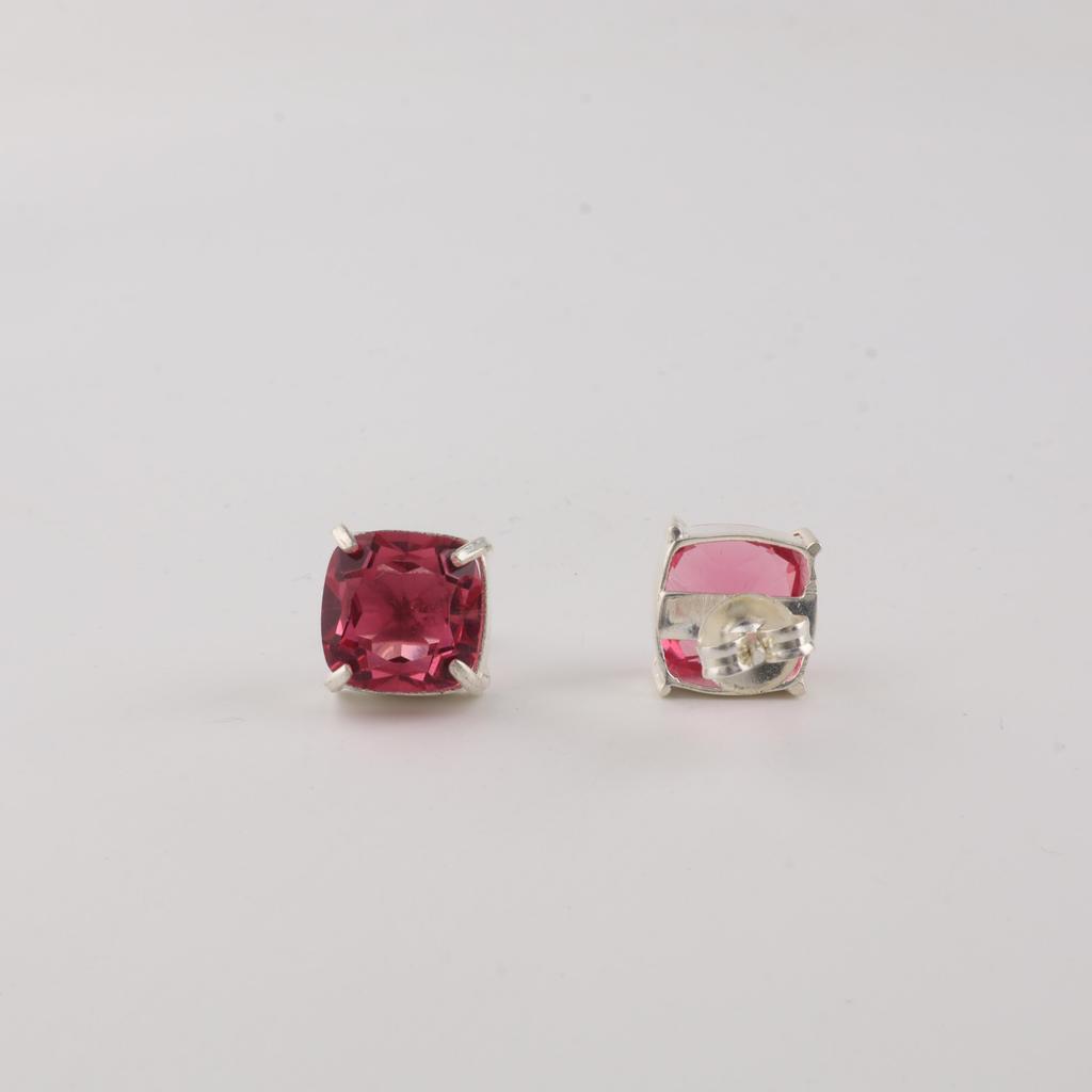 Pink Tourmaline Gemstone 925 Sterling Silver Women Jewelry Handmade Studs Earring 1" For Birthday Gift EE-181-4