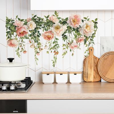 Painted Bright Roses Greenery Home Background Wall Beautification Wall Sticker