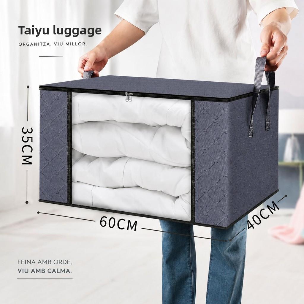 Large Capacity Cotton Quilt Storage Bag With Transparent Window For Bedroom Organization