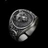 Adjustable Wolf Head Ring Men Women Sterling Open Band Retro Punk Statement Jewelry