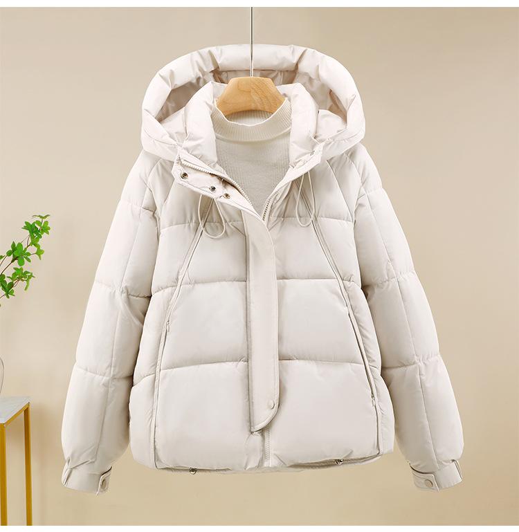 Giacca Invernale da Donna Corta con Cappuccio Antivento Ispessita Calda con Maniche Raglan