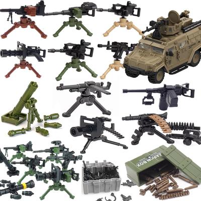 Army WWII Soldier Figure Armaments Brick Playset Gatling M2 Heavy Machine Aviation Gun NSV Bullet Chain Mortar ZB53 Toys  Playsetss T12