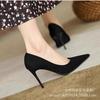 Black High Heels Women's Thin Heels Large Size Spring and Summer 2025 New Sexy Versatile Pointed Work Shoes Professional Single Shoes