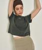 INJIACTIVE Boxy Logo Crop Top Pigment Grey