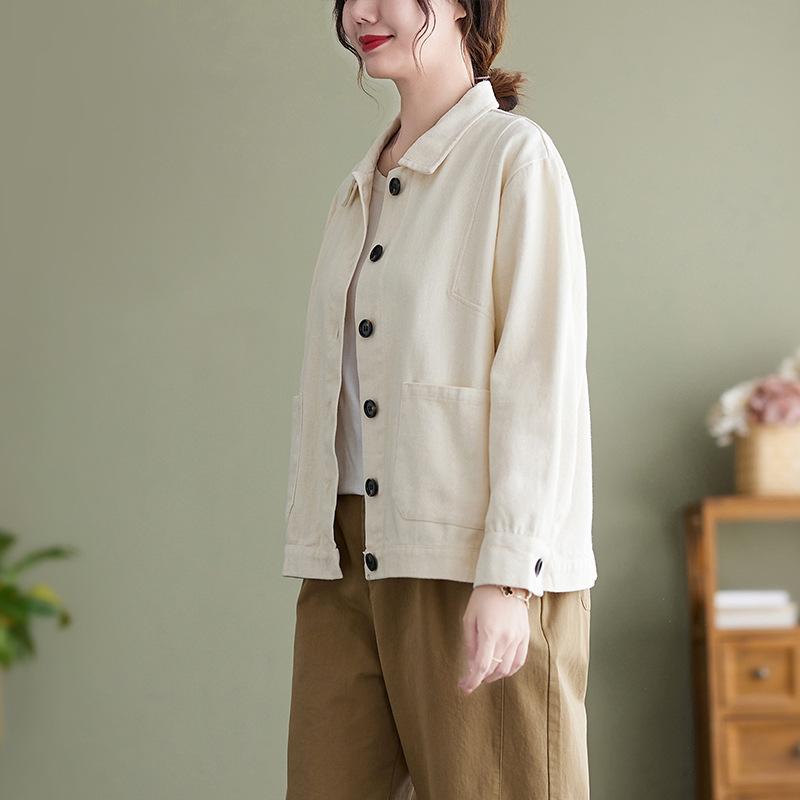 

Autumn Korean Style Solid Color All-match Female Outerwear Coats Women Casual Short Jackets S бежевый