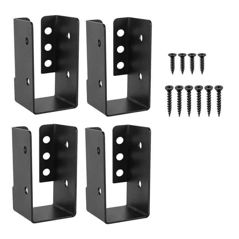 

AEE4-Concealed Joist Hanger 4PCS,2Inx4in Outdoor Concealed-Flange Light Joist Bracket, Q235B Steel Powder-Coated Joist Hanger Du чорний