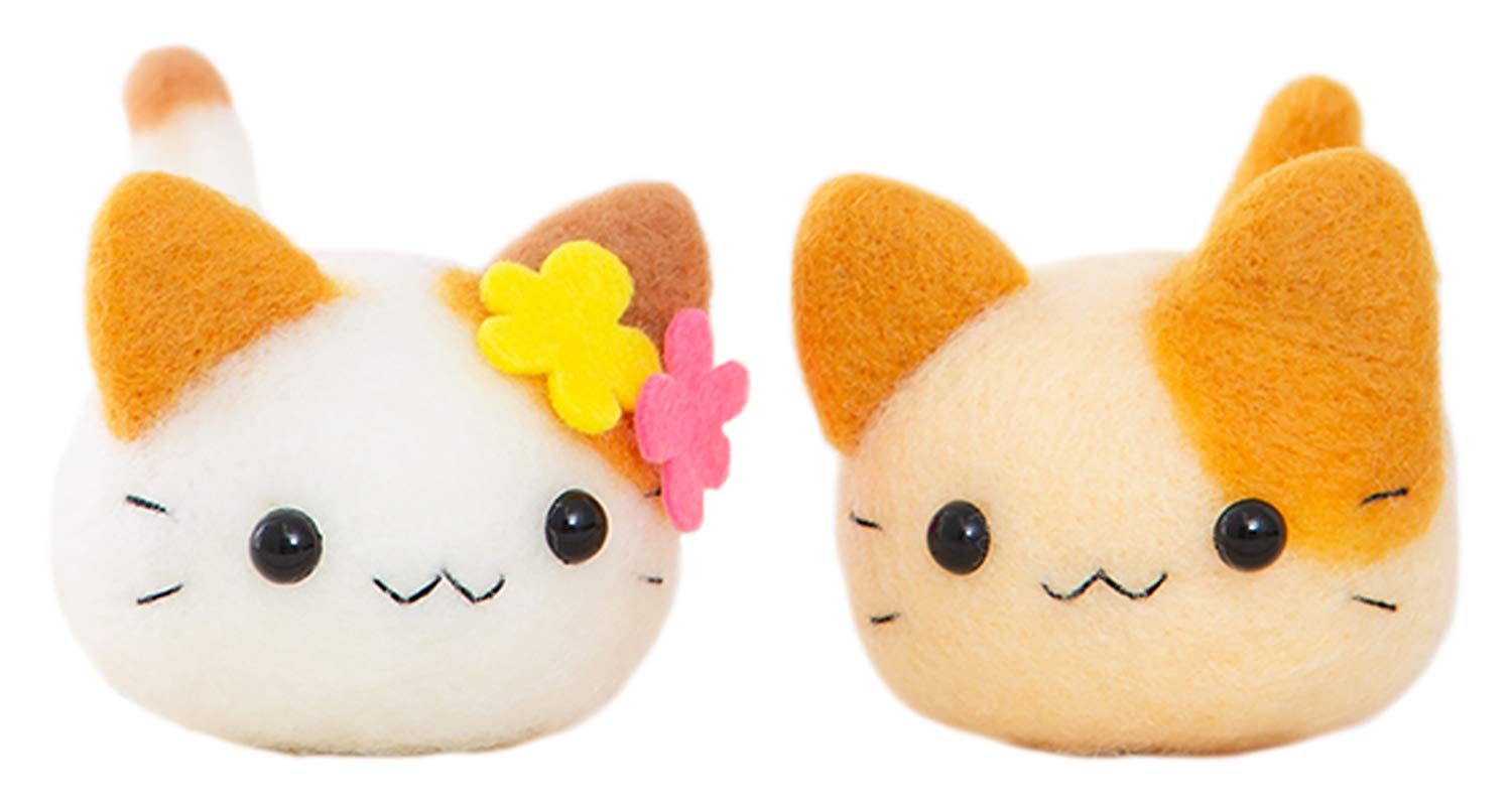 

Hamanaka Wool Felt Kit, Marukoro Aclaine Marukoro Series, Friendly Nyankoro Mike & Cookie, H441-527, Beige бежевый