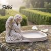Functional Tray for Desktop Angel Figurine Key Tray, Faux Stone Catchall Decorative Elegant Aesthetic Table Decor Storage Dish Entryway Home