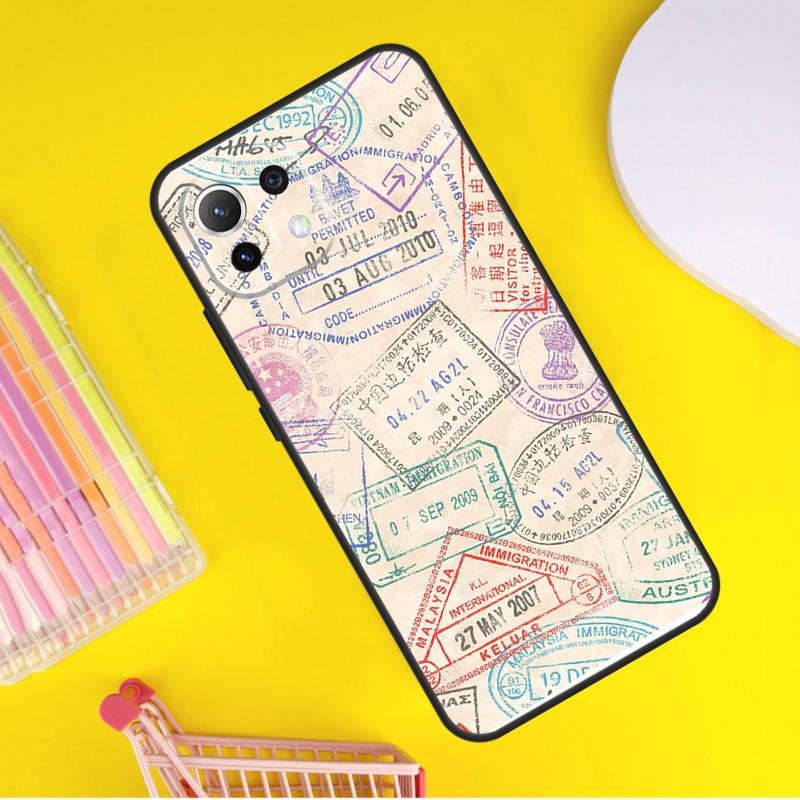 Retro Post Card Passport Stamps Cover For Xiaomi 14 13 Ultra 11T 12T 13T 14T Pro POCO X7 Pro X3 X5 F3 F5 F6 M6 X6 Pro Case