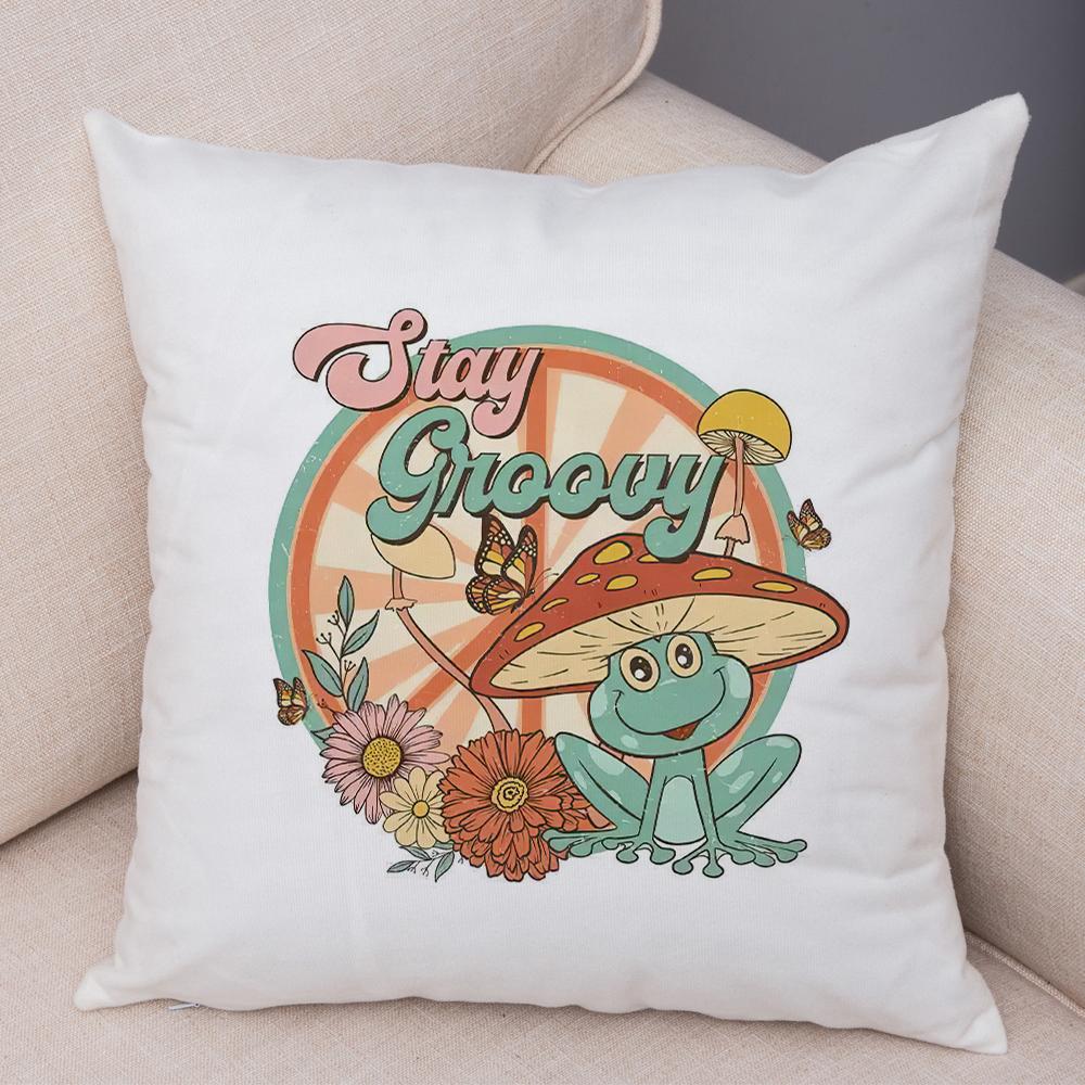 Wild Spirit Skull Pillowcase Double Print Stay Weird Mushroom Cushion Cover Soft Plush Boots Soul Camera Pillowcase for Sofa