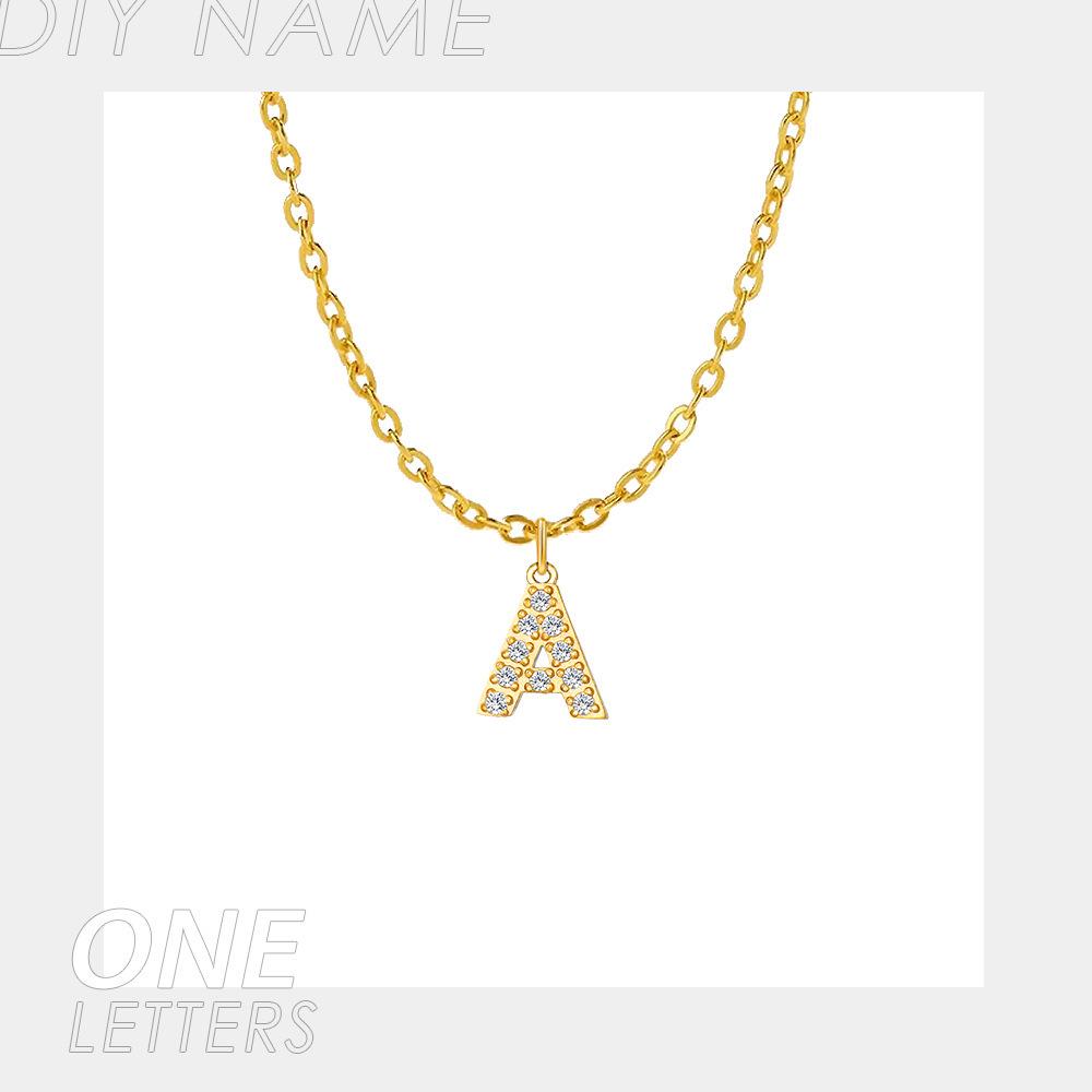 St. Delan Women s Stainless Steel Rhinestone Letter Pendant Necklace Gold