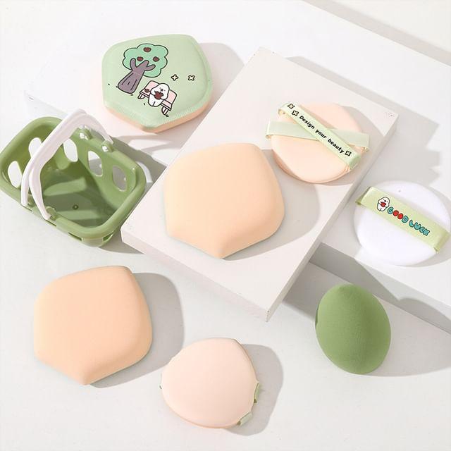 PureSnow - Set of 5: Powder Puff (Various Designs) Green & White