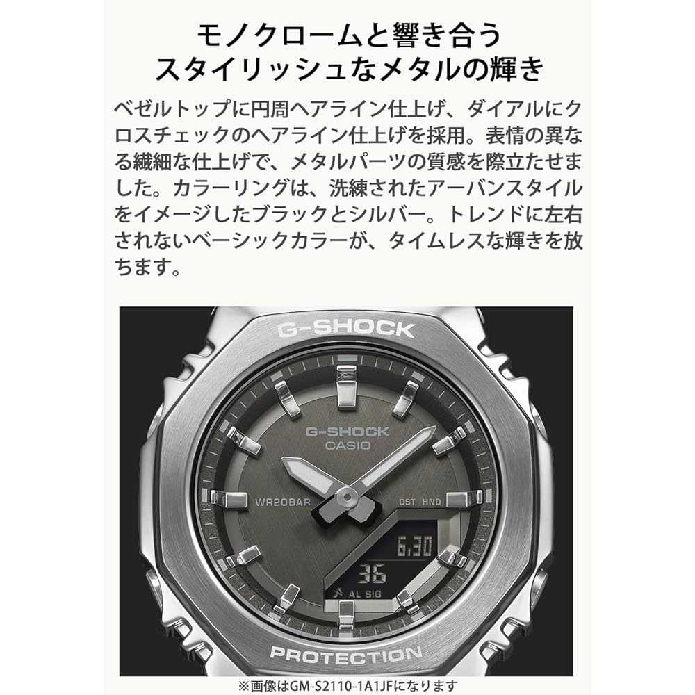 Casio G-Shock GM-S2110-1A1JF Women's Metal Covered Watch Silver Black Eco-Friendly Material