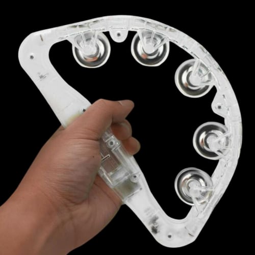 Leiasnow Illuminated Tambourines, Set of 3, LED, Karaoke, Party Supplies, Musical Instrument (Rainbow Colors, Set of 3)