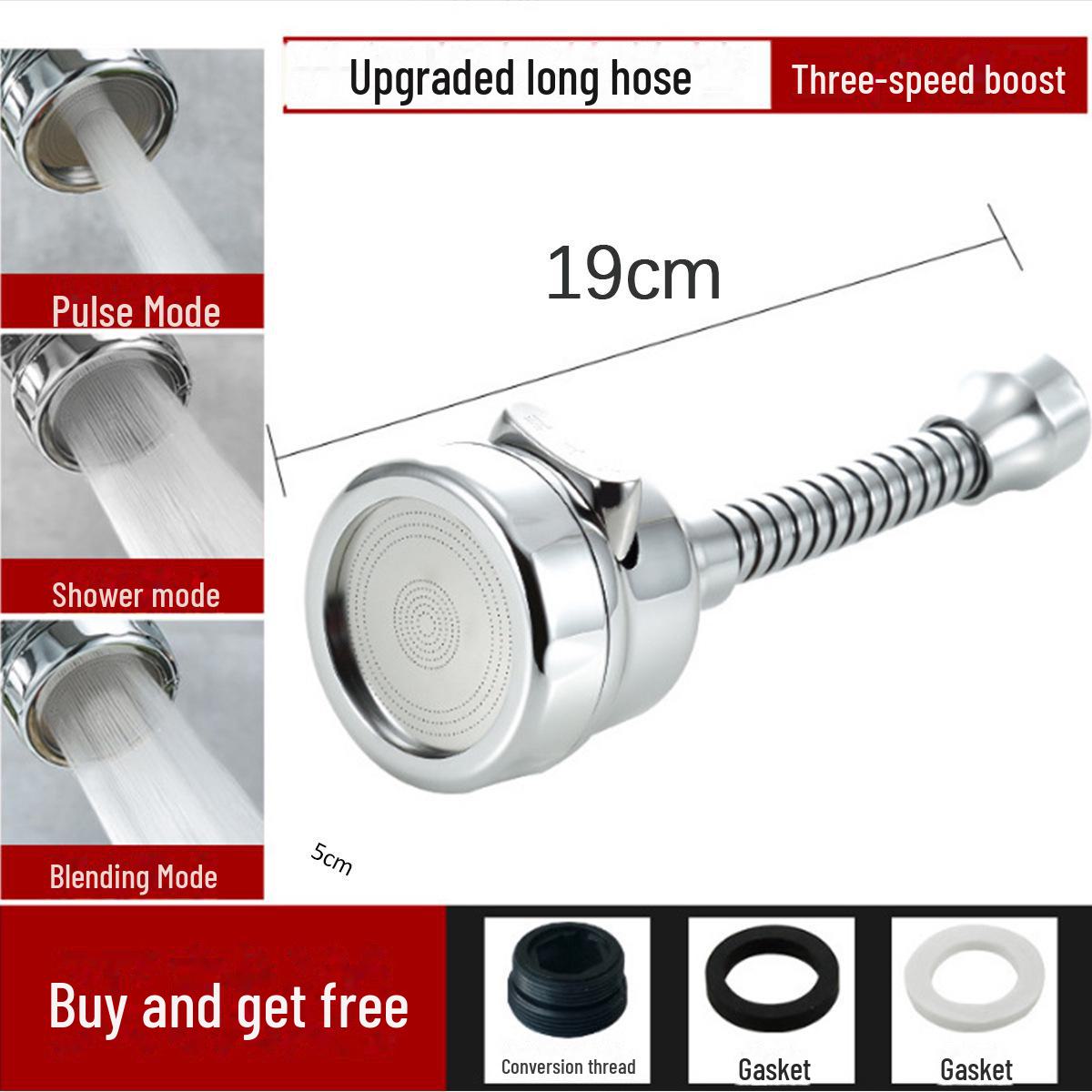 

Универсальный поворотный удлинитель для кухонного крана из нержавеющей стали - брызгозащищенный фильтр-бустер Supercharged 3 gears-long