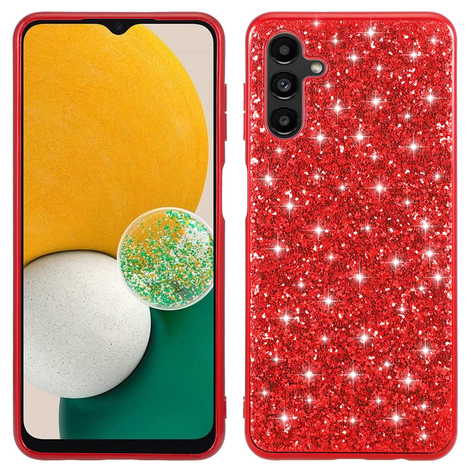 

For Samsung Galaxy A16 5G/4G Case TPU+PC Sparkling Glitter Phone Back Cover Red