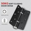 2 Pieces Soft Closing Door Hinge Automatic 90° Positioning Hydraulic Door Closer 5 Inch Adjustable Door Closer Hardware