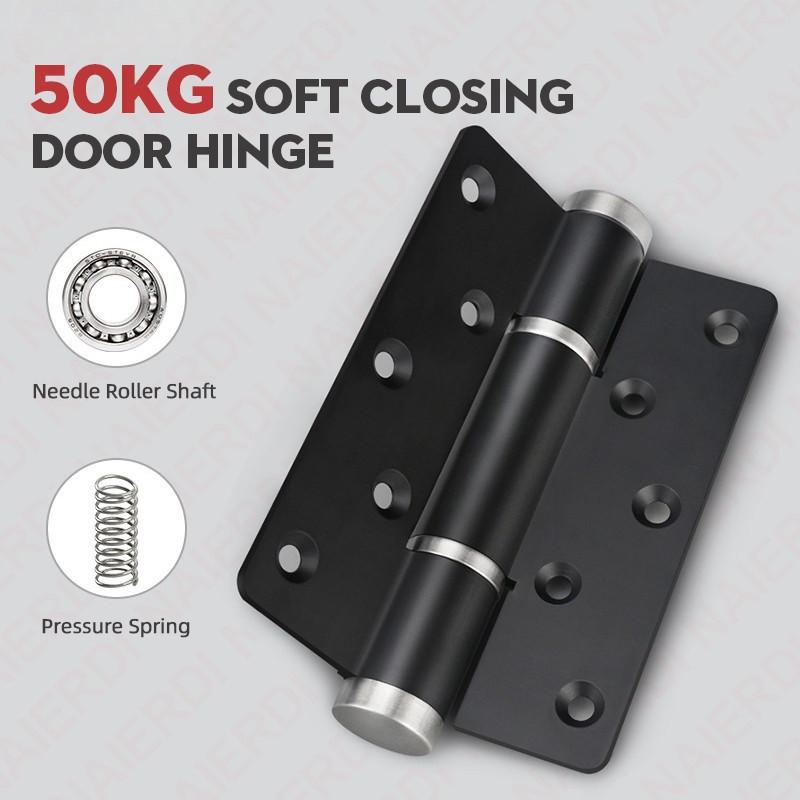 2 Pieces Soft Closing Door Hinge Automatic 90° Positioning Hydraulic Door Closer 5 Inch Adjustable Door Closer Hardware
