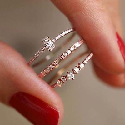 Exquisite Wedding Rings Women Cubic Zirconia Fashion Contracted Female Rings Versatile Jewelry